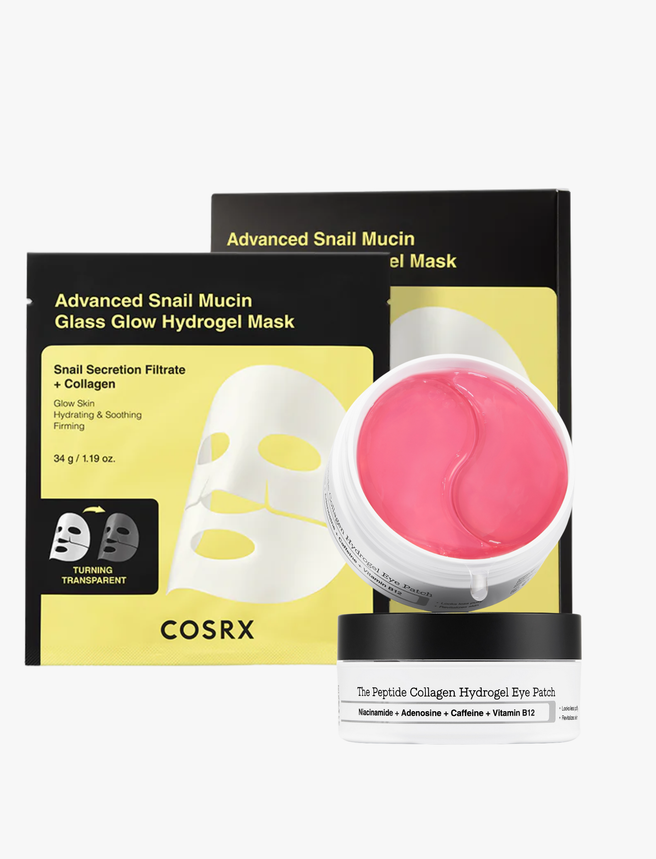 The Peptide Snail Glow Kit (3 Hydrogel Masks + 60 Eye Patches)