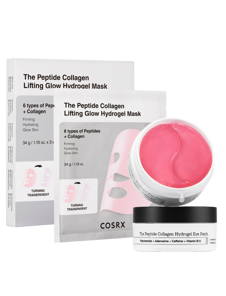 The Collagen Peptide Glow Kit (3 Hydrogel Masks + 60 Eye Patches)