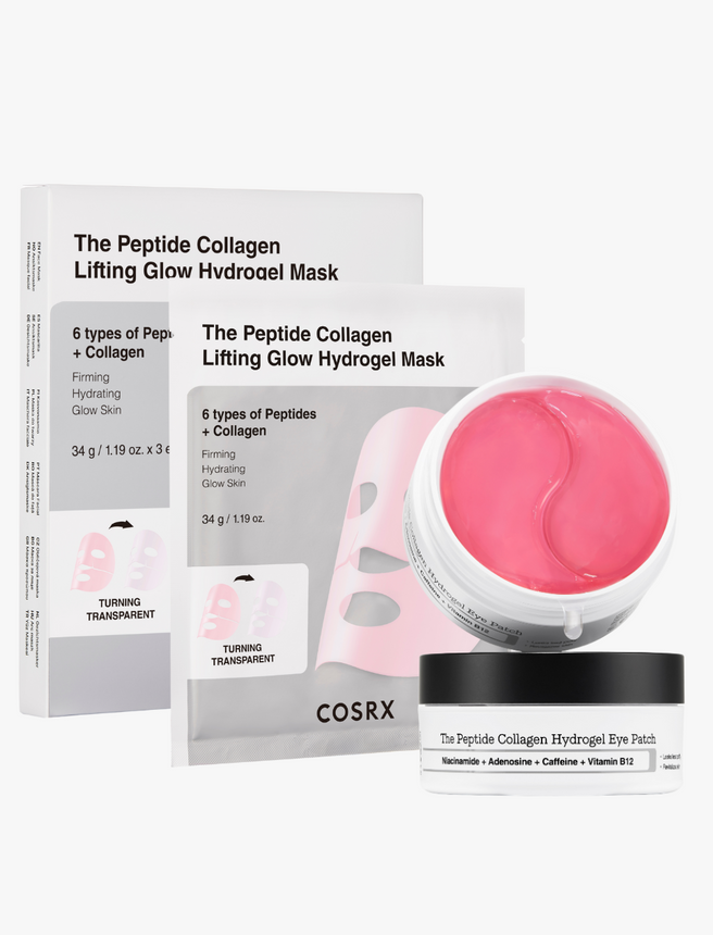 The Collagen Peptide Glow Kit (3 Hydrogel Masks + 60 Eye Patches)