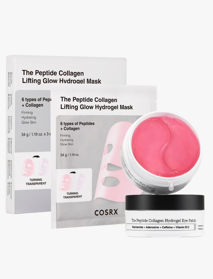 The Collagen Peptide Glow Kit (3 Hydrogel Masks + 60 Eye Patches)